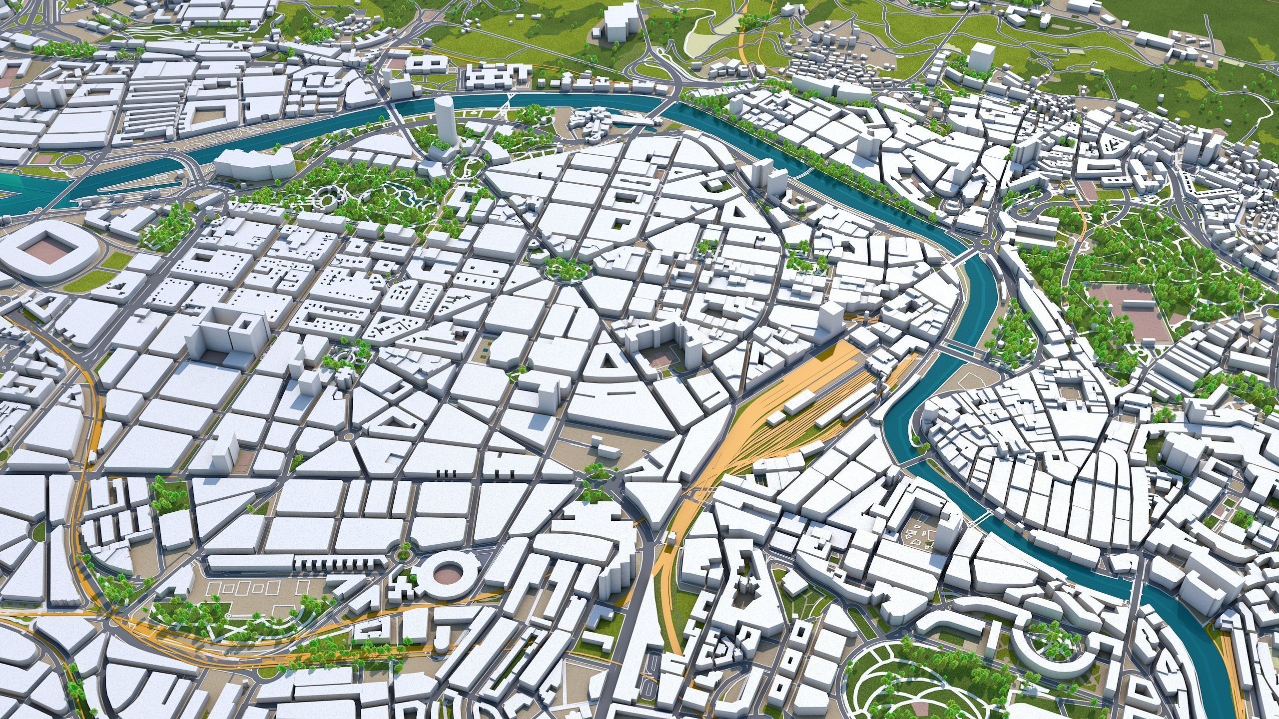 Bilbao Spain 50km Low-poly 3D model_1