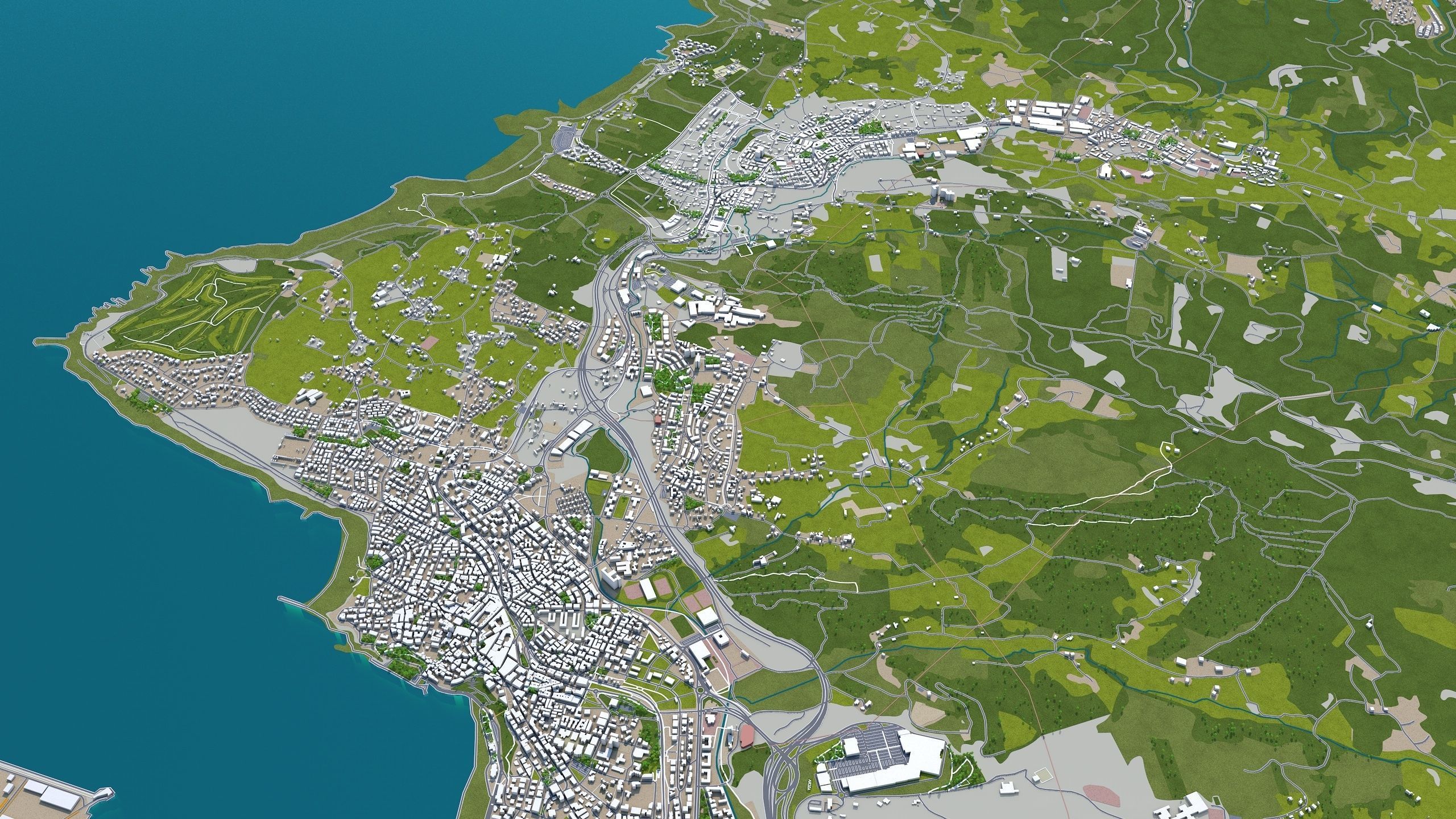 Bilbao Spain 50km Low-poly 3D model_9