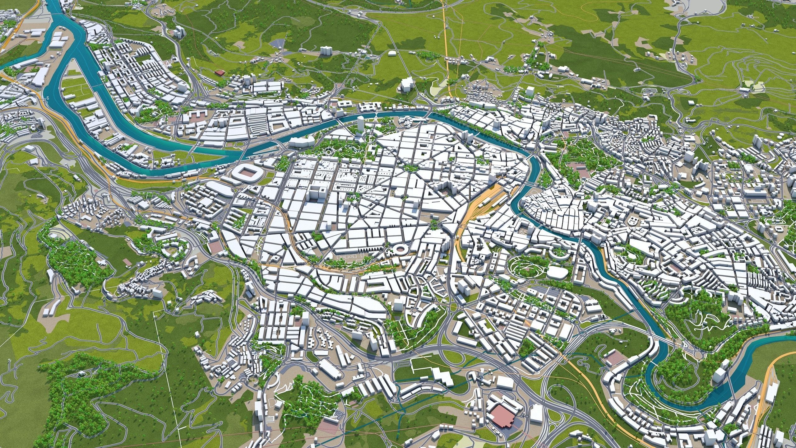 Bilbao Spain 50km Low-poly 3D model_2