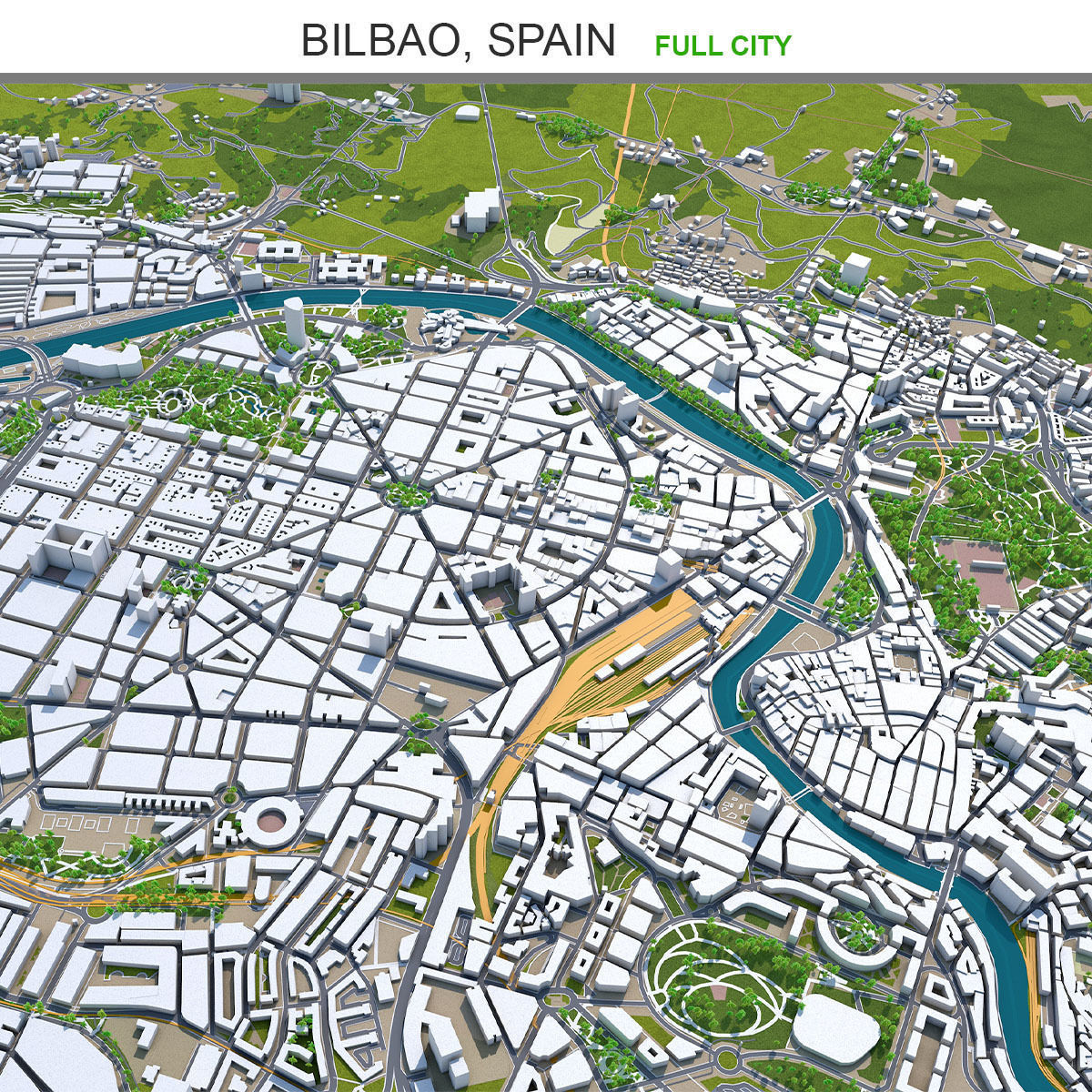 Bilbao Spain 50km Low-poly 3D model_10