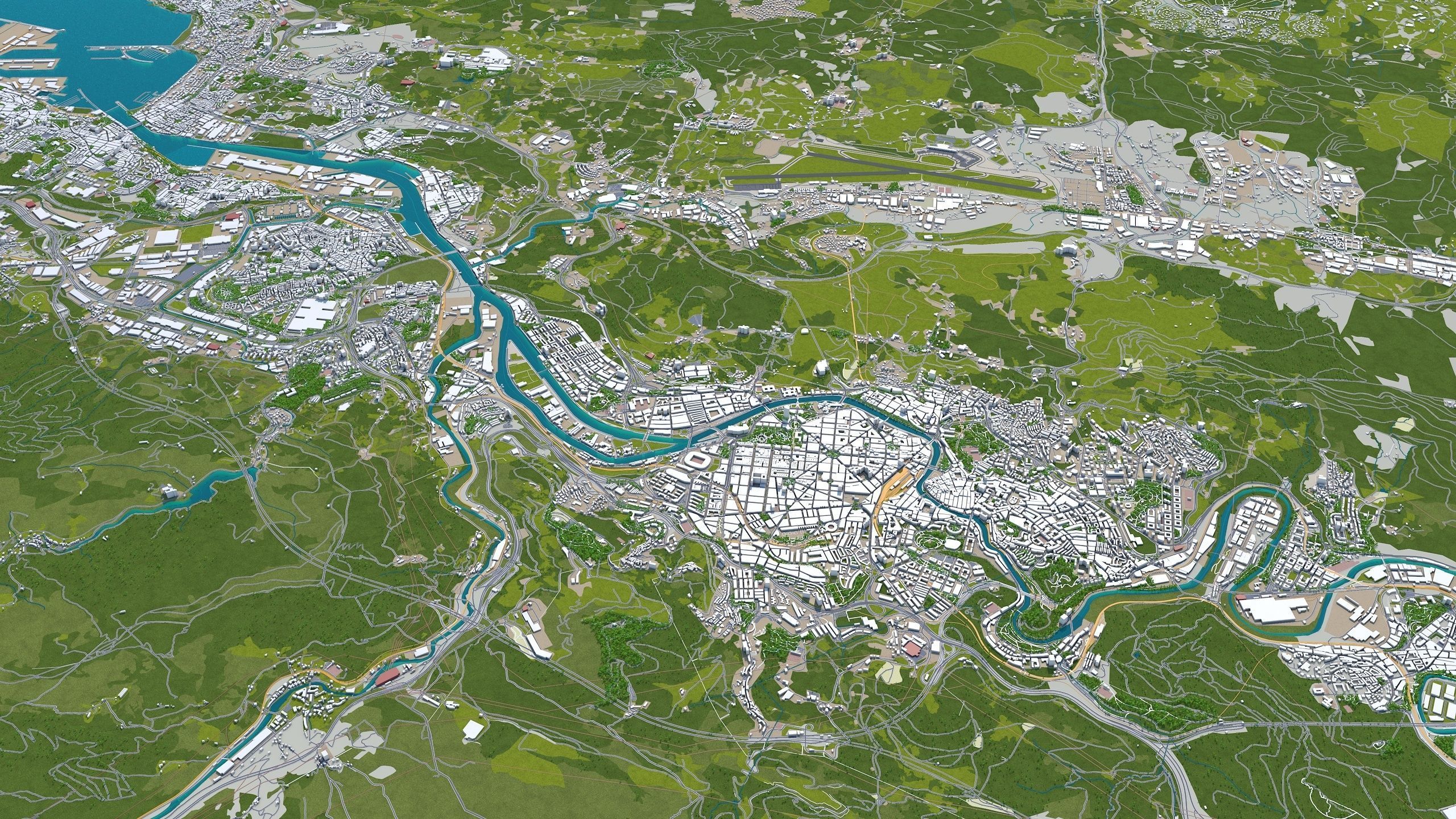 Bilbao Spain 50km Low-poly 3D model_3
