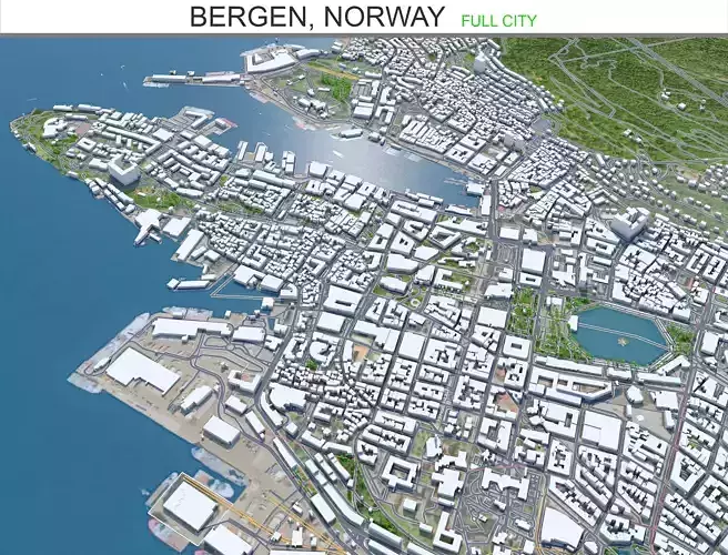 Bergen Norway 50km Low-poly 3D model