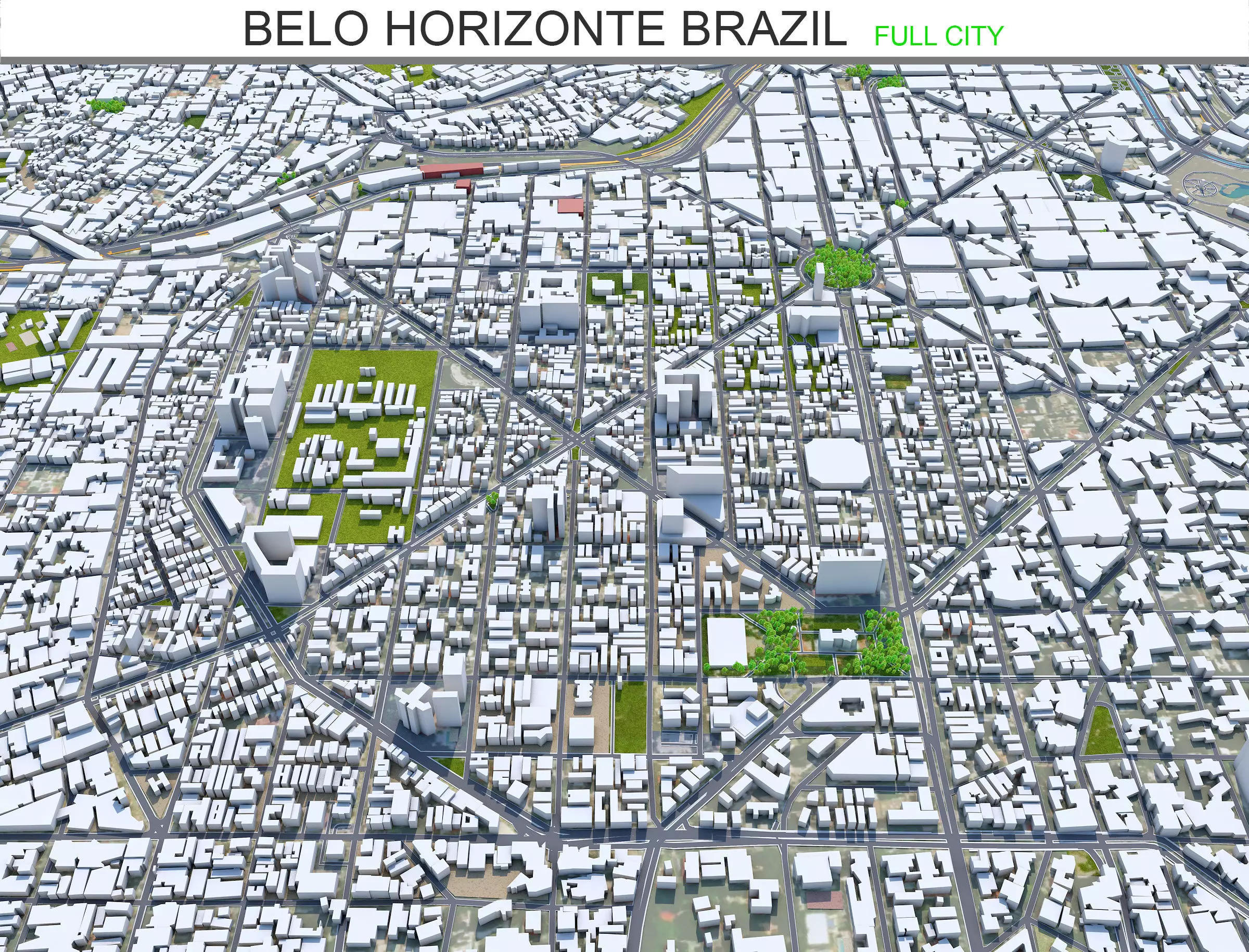Belo Horizonte Brazil 40km Low-poly 3D model