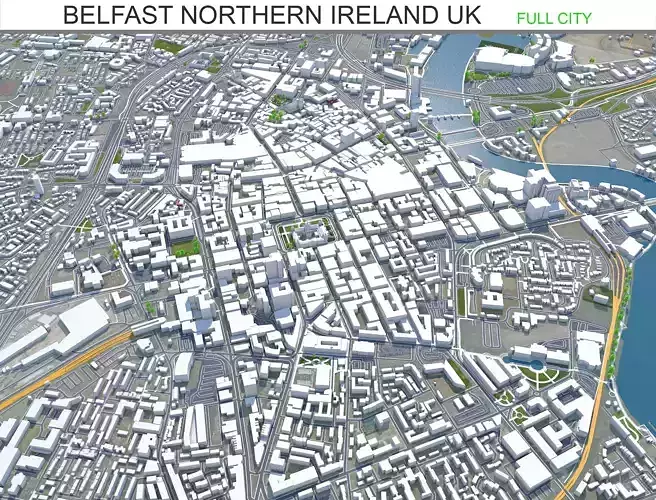 Belfast Northern Ireland UK 30km Low-poly 3D model