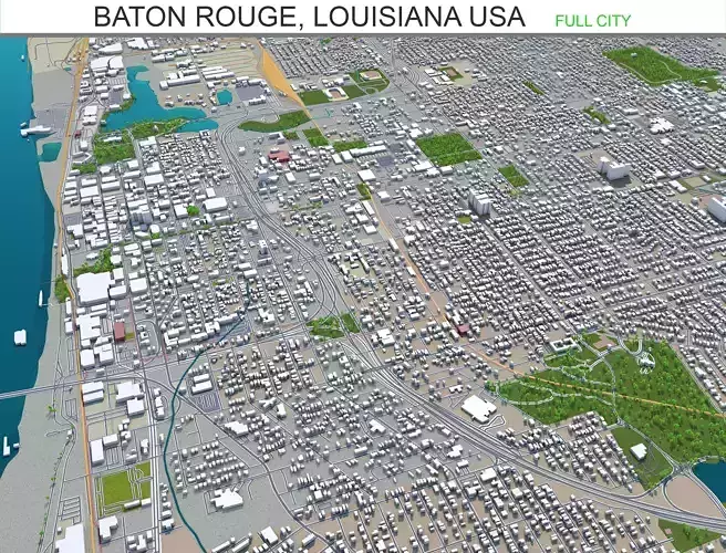 Baton Rouge Louisiana USA 40km Low-poly 3D model