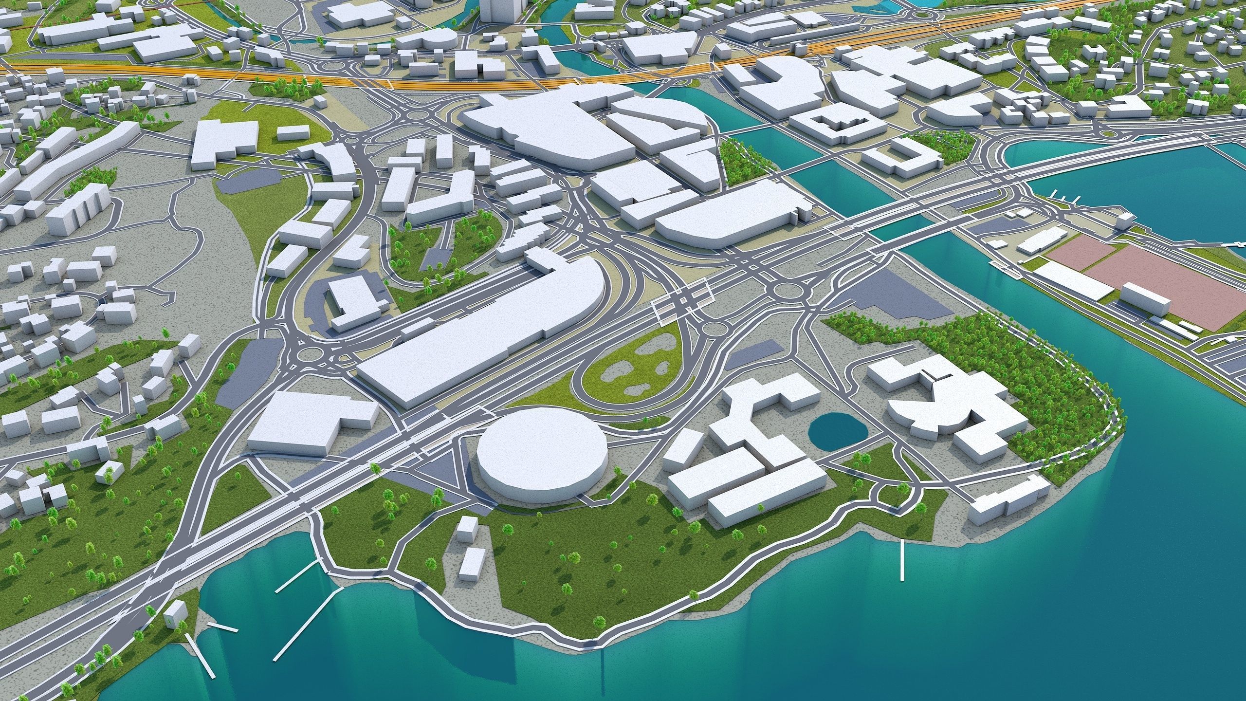 Baerum Sandvika Norway 10km Low-poly 3D model_1