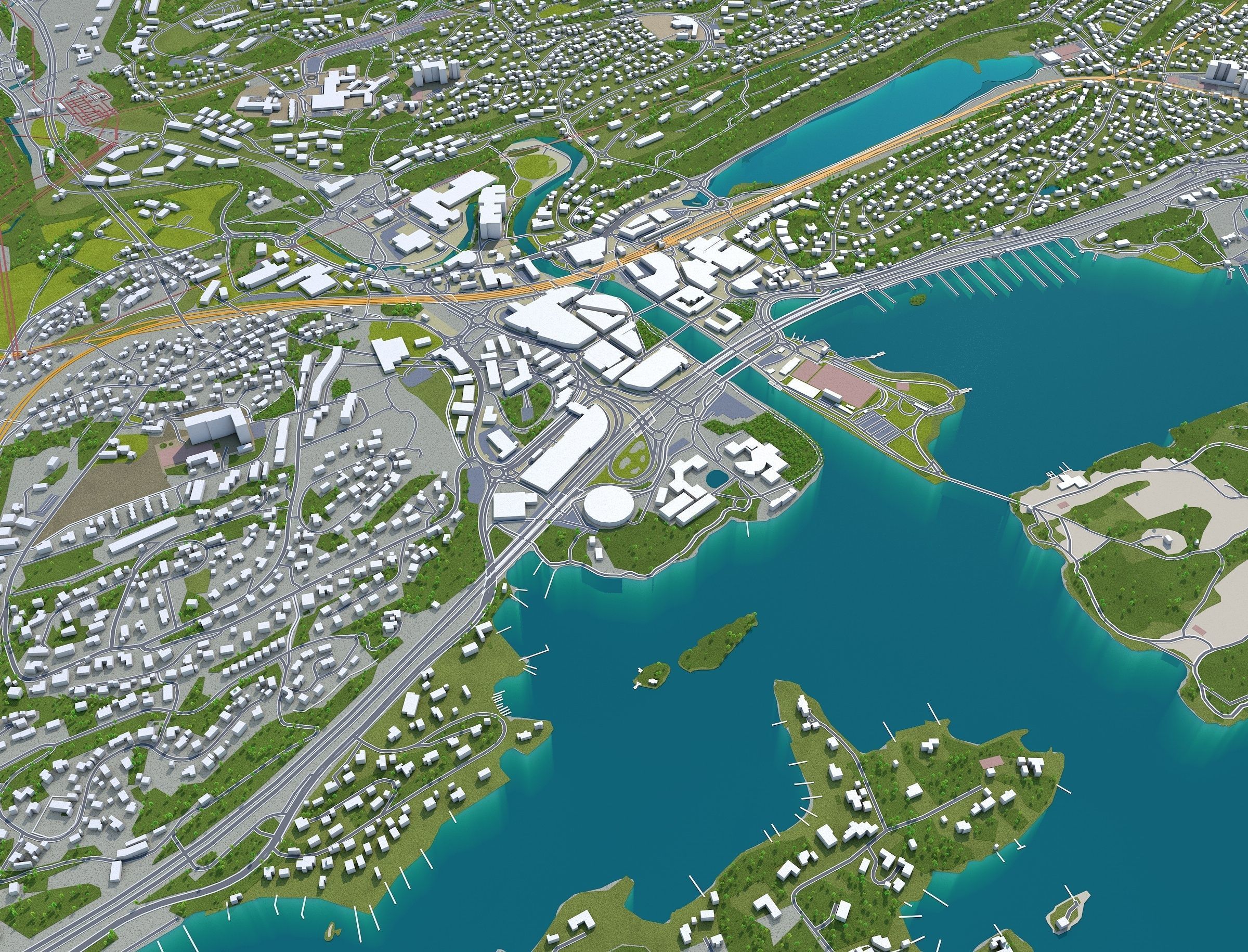 Baerum Sandvika Norway 10km Low-poly 3D model_7