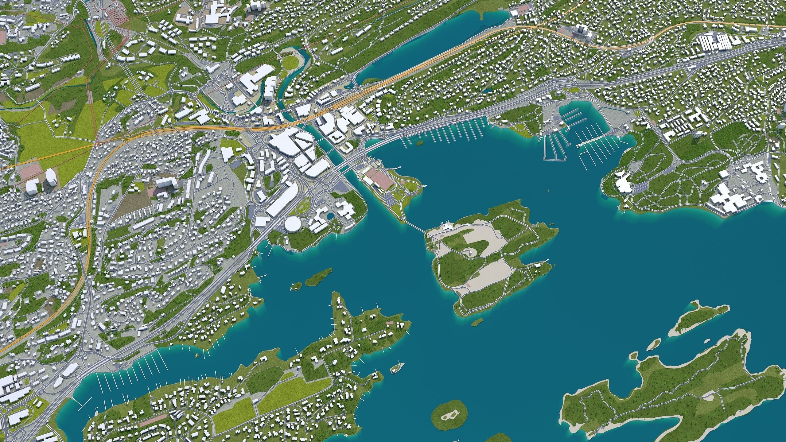 Baerum Sandvika Norway 10km Low-poly 3D model_8