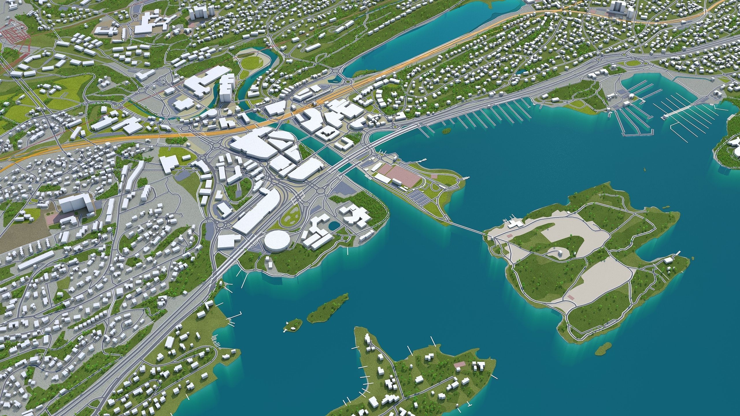 Baerum Sandvika Norway 10km Low-poly 3D model_2