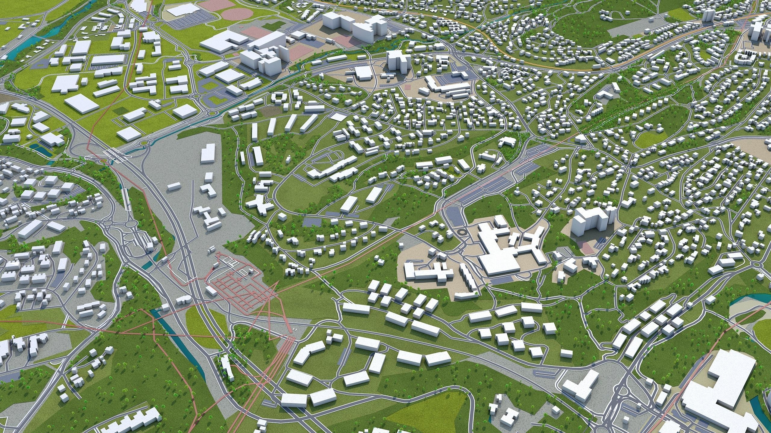 Baerum Sandvika Norway 10km Low-poly 3D model_4