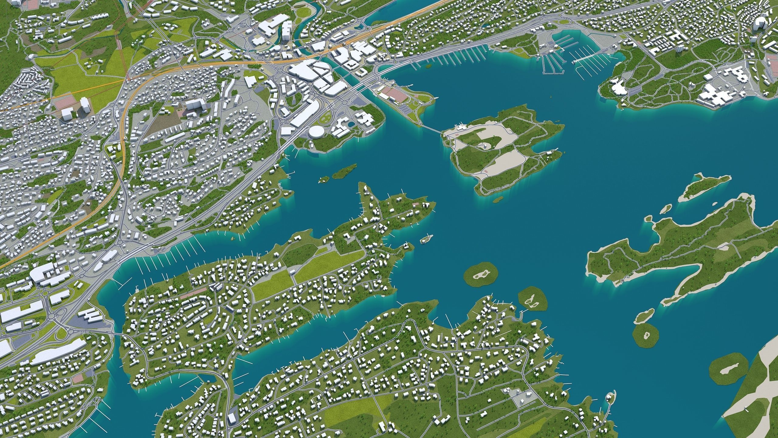 Baerum Sandvika Norway 10km Low-poly 3D model_3