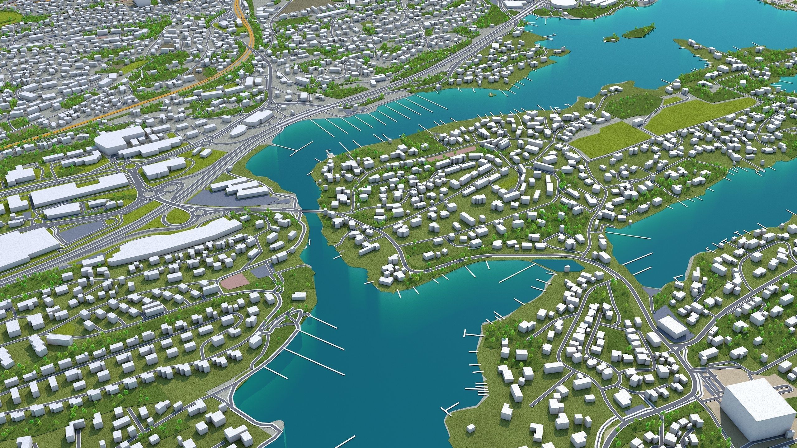 Baerum Sandvika Norway 10km Low-poly 3D model_6