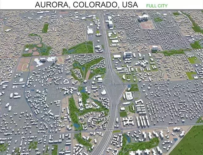 Aurora Colorado USA 60km Low-poly 3D model