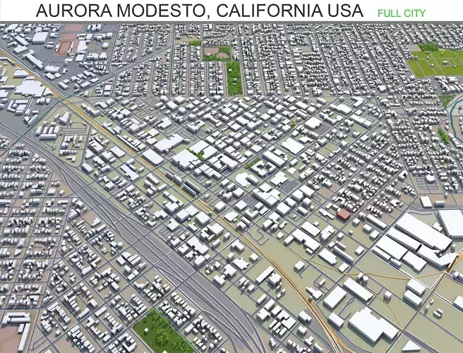 Aurora Modesto California USA 20km Low-poly 3D model