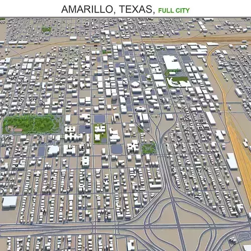 Amarillo Texas USA 40km Low-poly 3D model