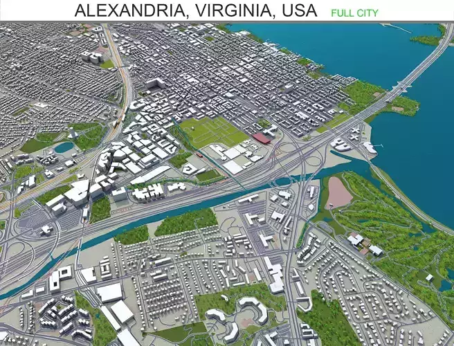 Alexandria Virginia USA 20km Low-poly 3D model