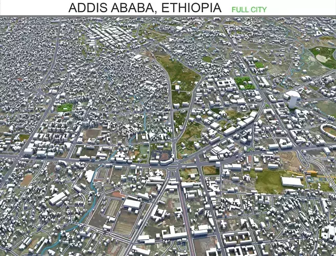 Addis Ababa Ethiopia 60km Low-poly 3D model