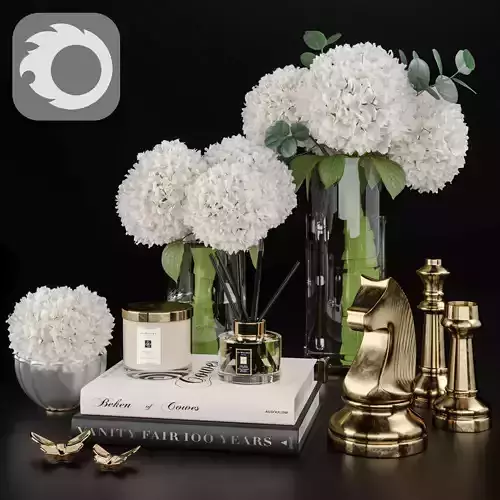 Decoration Set 29 Chess and Hydrandgea 3D model