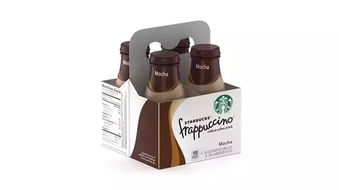 Starbucks Frappuccino Coffee Beverage Bottles 4 Pack Low-poly 3D model