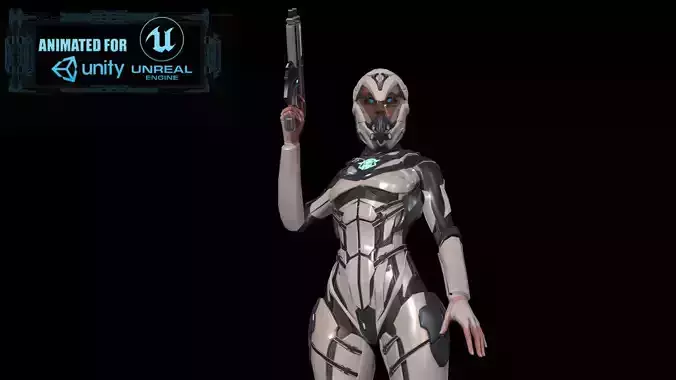 Cosmogirl2 female robot Low-poly 3D model