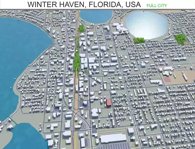 Winter Haven Florida USA 25km Low-poly 3D model
