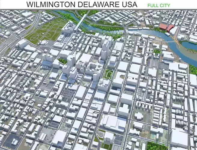 Wilmington Delaware USA 15km Low-poly 3D model