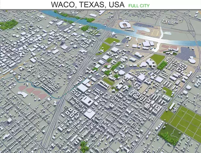 Waco Texas USA 35km Low-poly 3D model