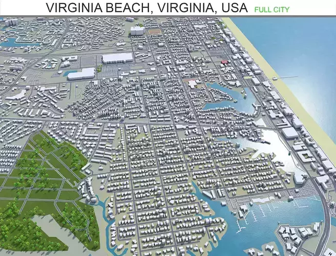 Virginia Beach Virginia USA 60km Low-poly 3D model