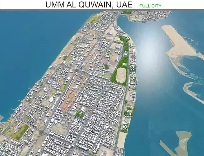 Umm Al Quwain City in United Arab Emirates UAE Low-poly 3D model