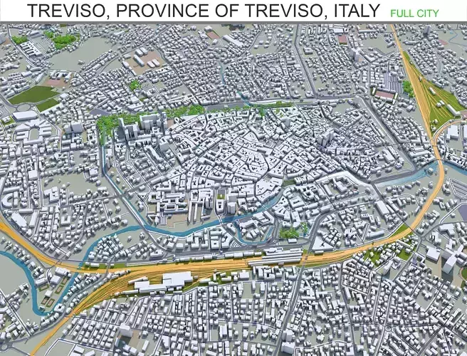 Treviso Province of Treviso Italy 20km Low-poly 3D model