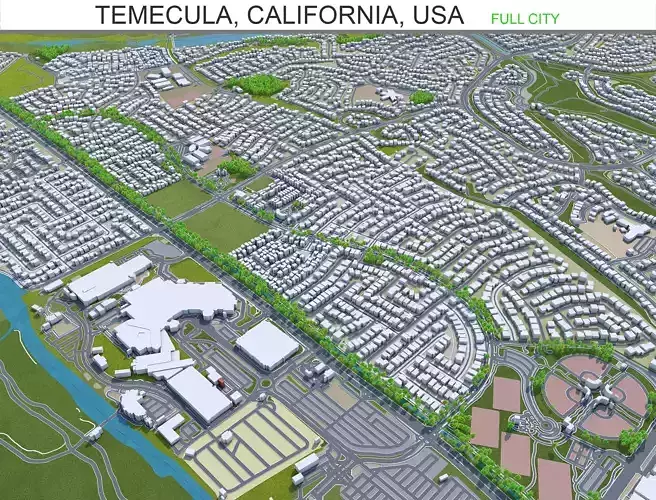 Temecula California USA 20km Low-poly 3D model