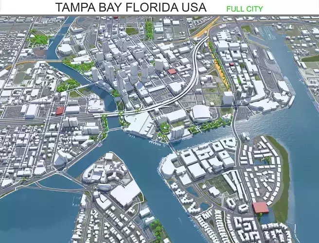 Tampa Bay Florida USA Low-poly 3D model