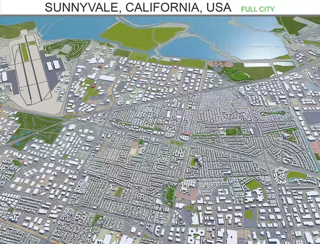 Sunnyvale California USA 20km Low-poly 3D model