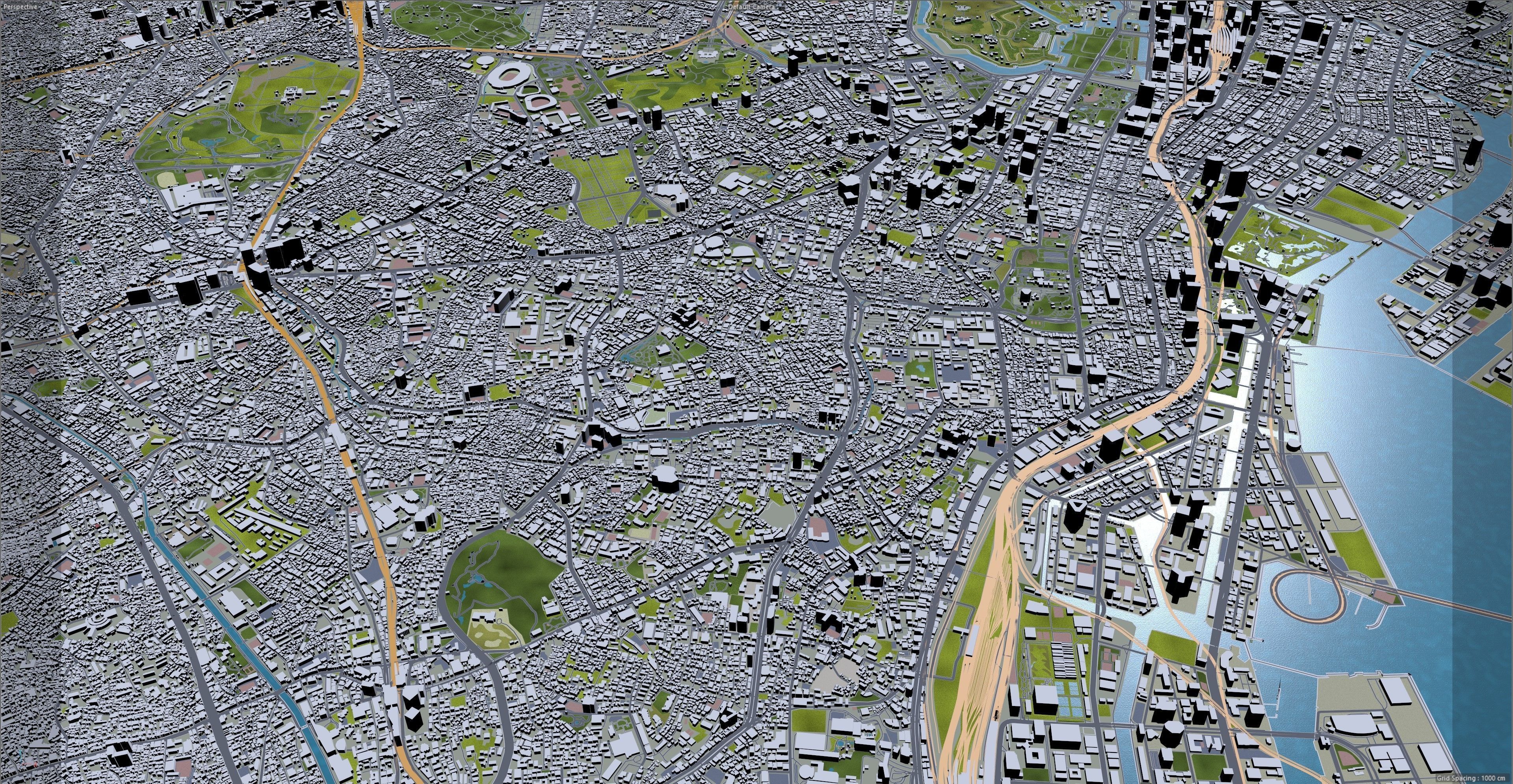 Shinjuku Japan 20km Low-poly 3D model_18