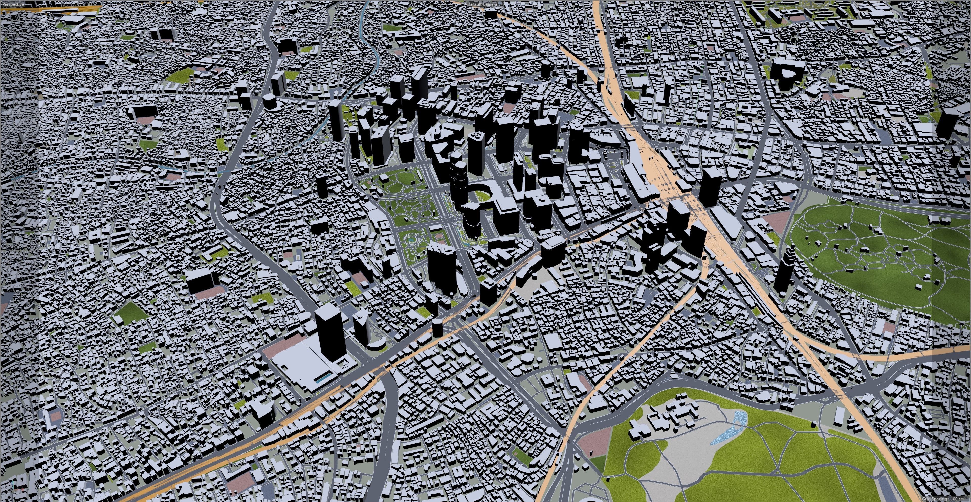 Shinjuku Japan 20km Low-poly 3D model_14