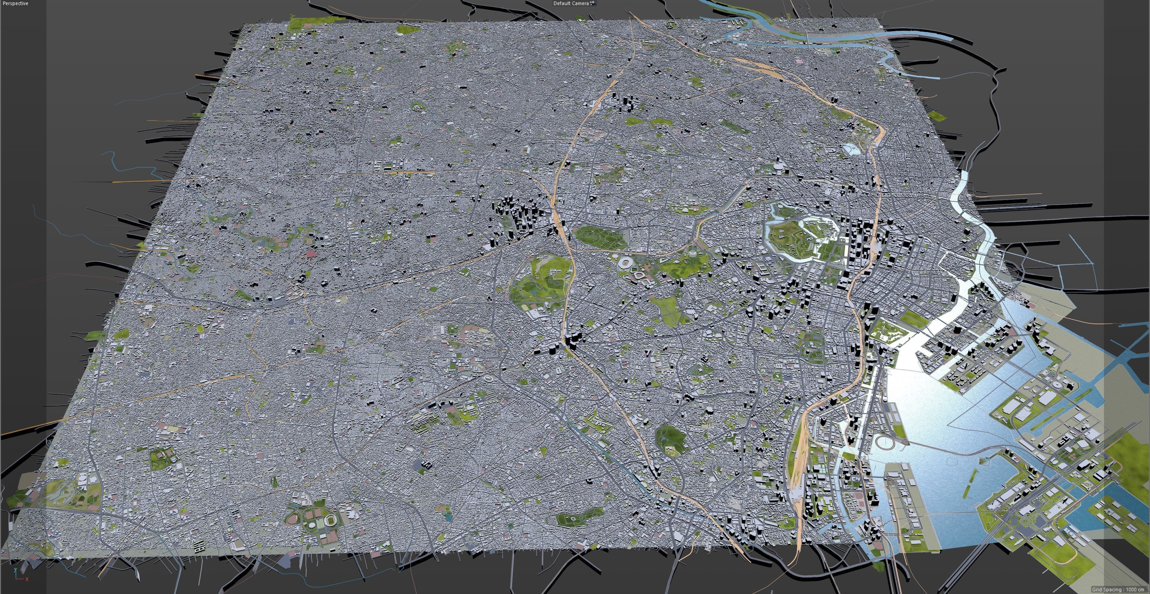 Shinjuku Japan 20km Low-poly 3D model_17