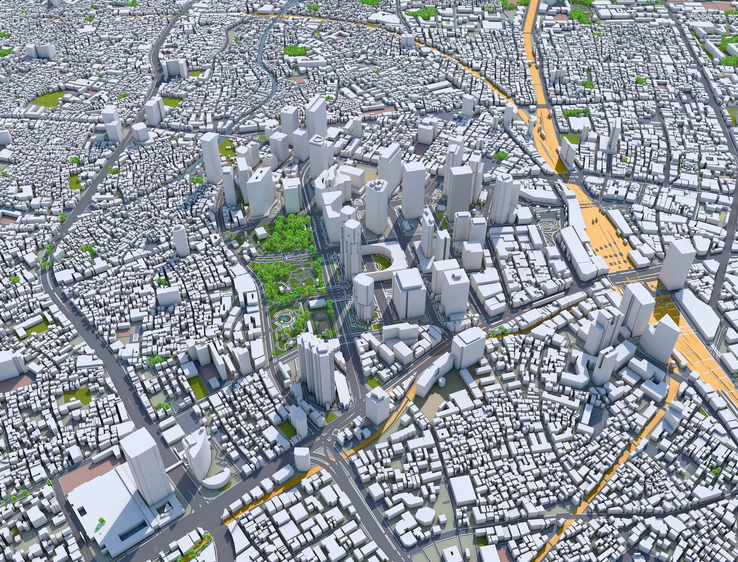 Shinjuku Japan 20km Low-poly 3D model_19
