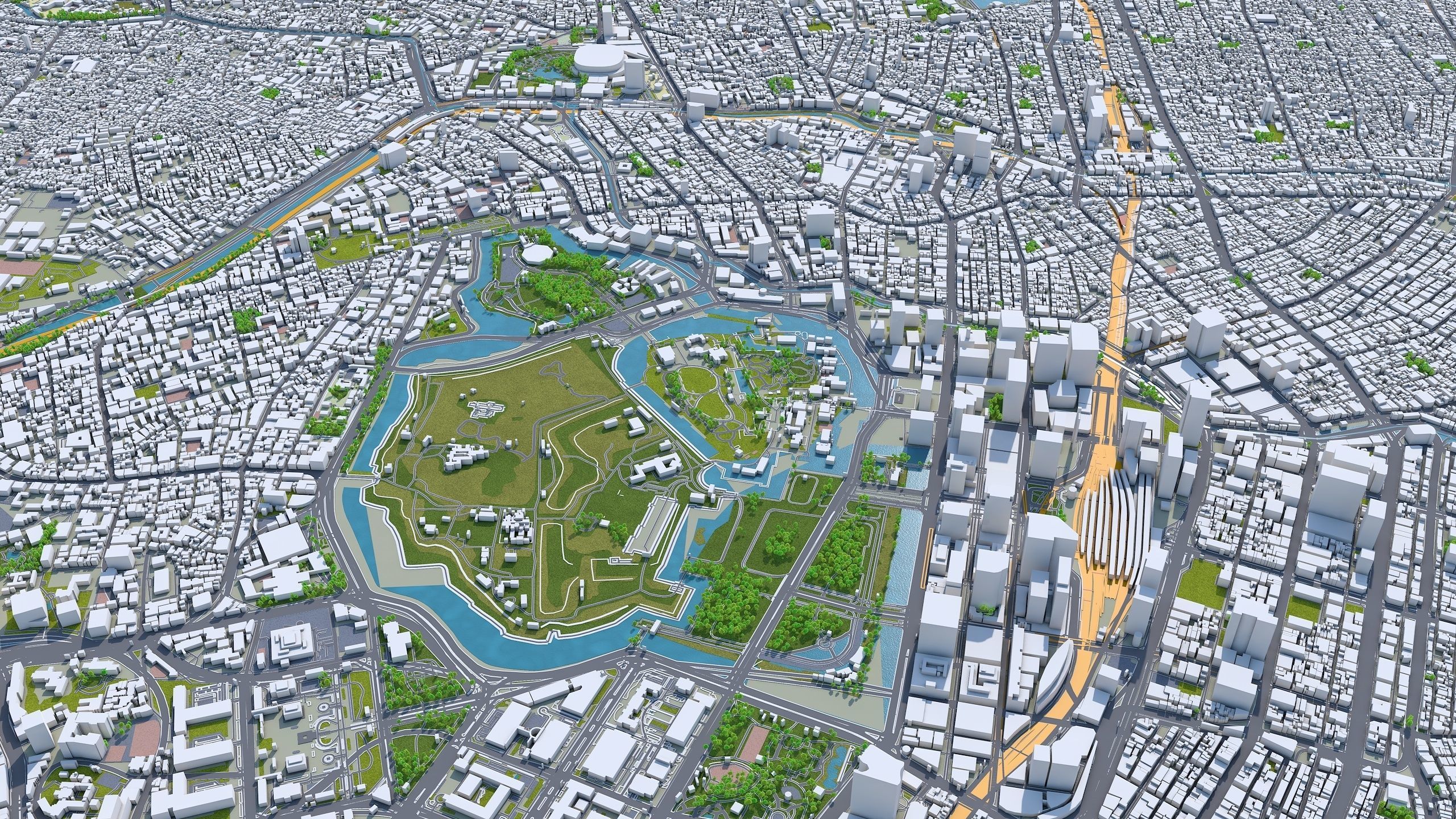 Shinjuku Japan 20km Low-poly 3D model_2