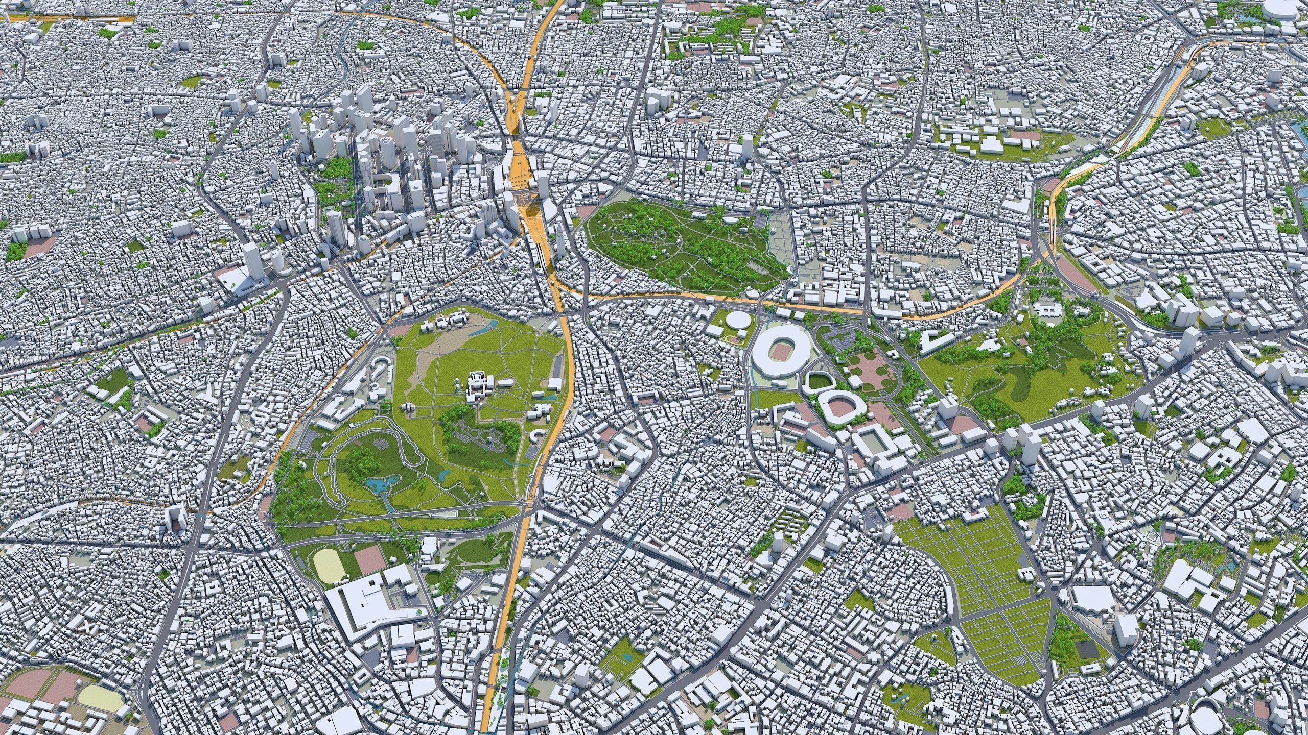 Shinjuku Japan 20km Low-poly 3D model_3