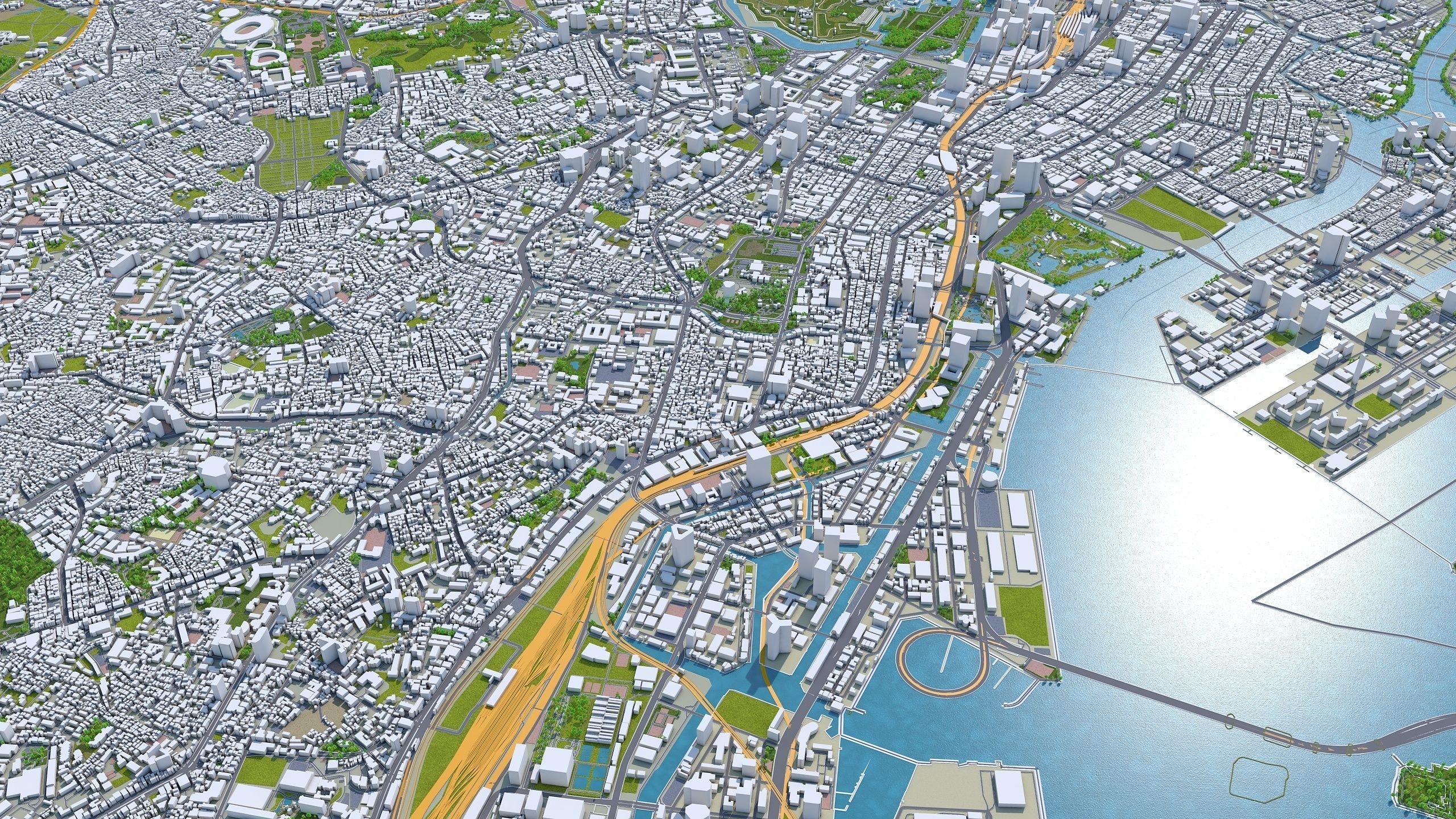 Shinjuku Japan 20km Low-poly 3D model_4