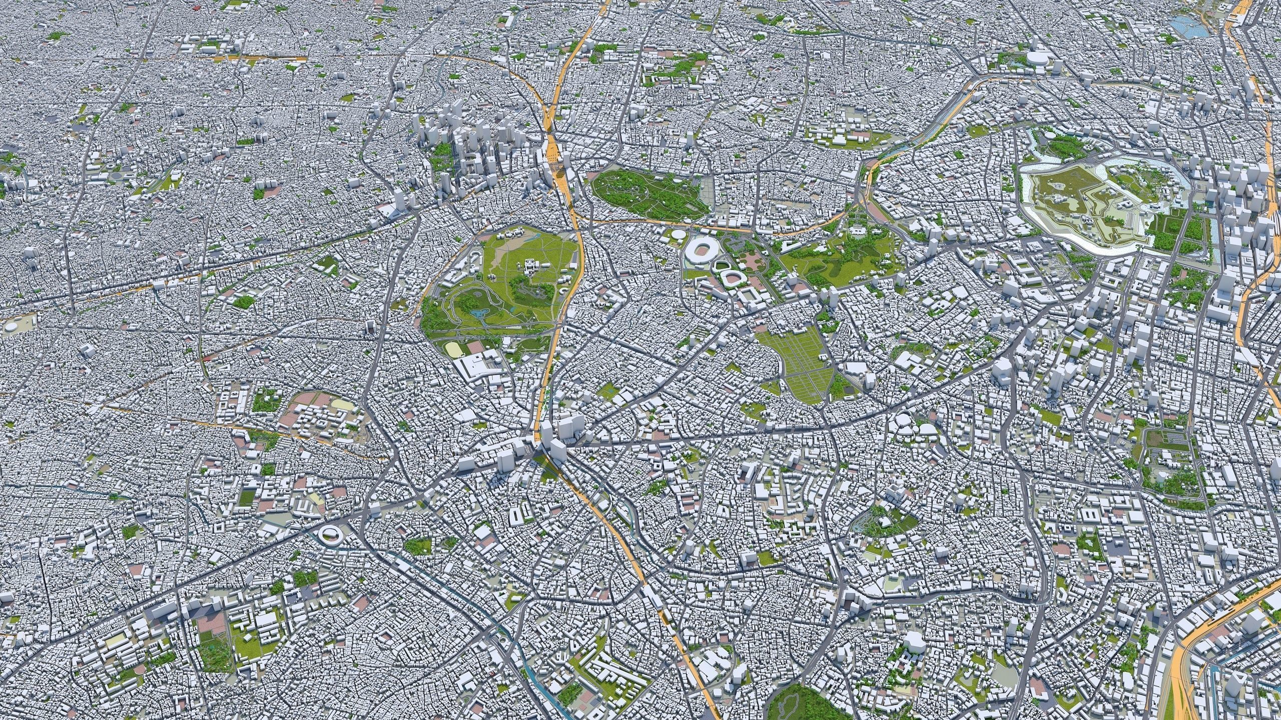 Shinjuku Japan 20km Low-poly 3D model_8