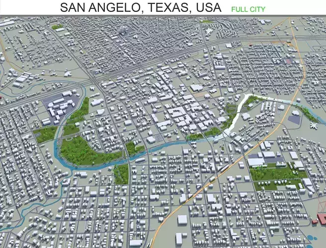 San Angelo Texas USA 40km Low-poly 3D model