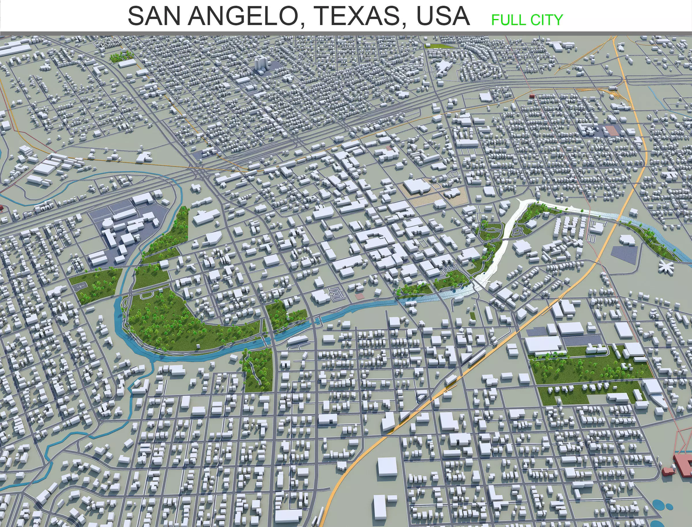 San Angelo Texas USA 40km Low-poly 3D model_0