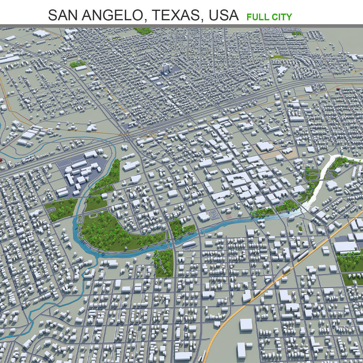 San Angelo Texas USA 40km Low-poly 3D model_18