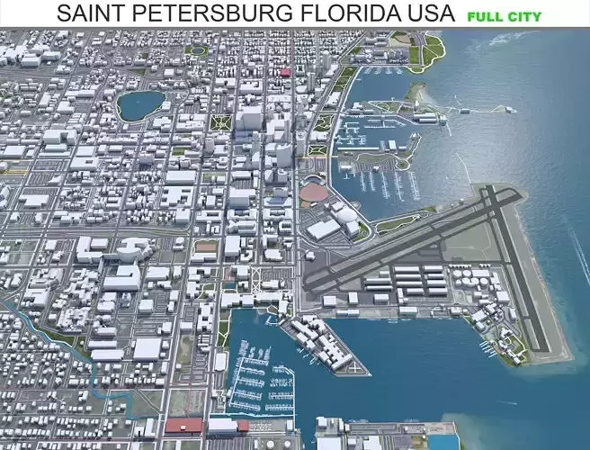 Saint Petersburg City Florida USA Low-poly 3D model