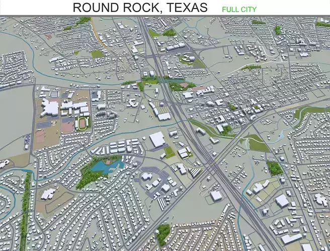 Round Rock Texas 30km Low-poly 3D model