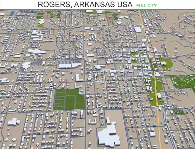 Rogers Arkansas USA 30km Low-poly 3D model