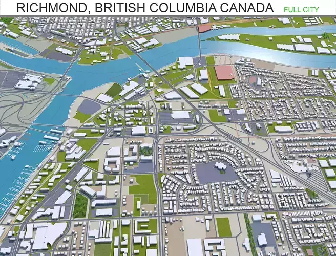 Richmond British Columbia Canada 45km Low-poly 3D model
