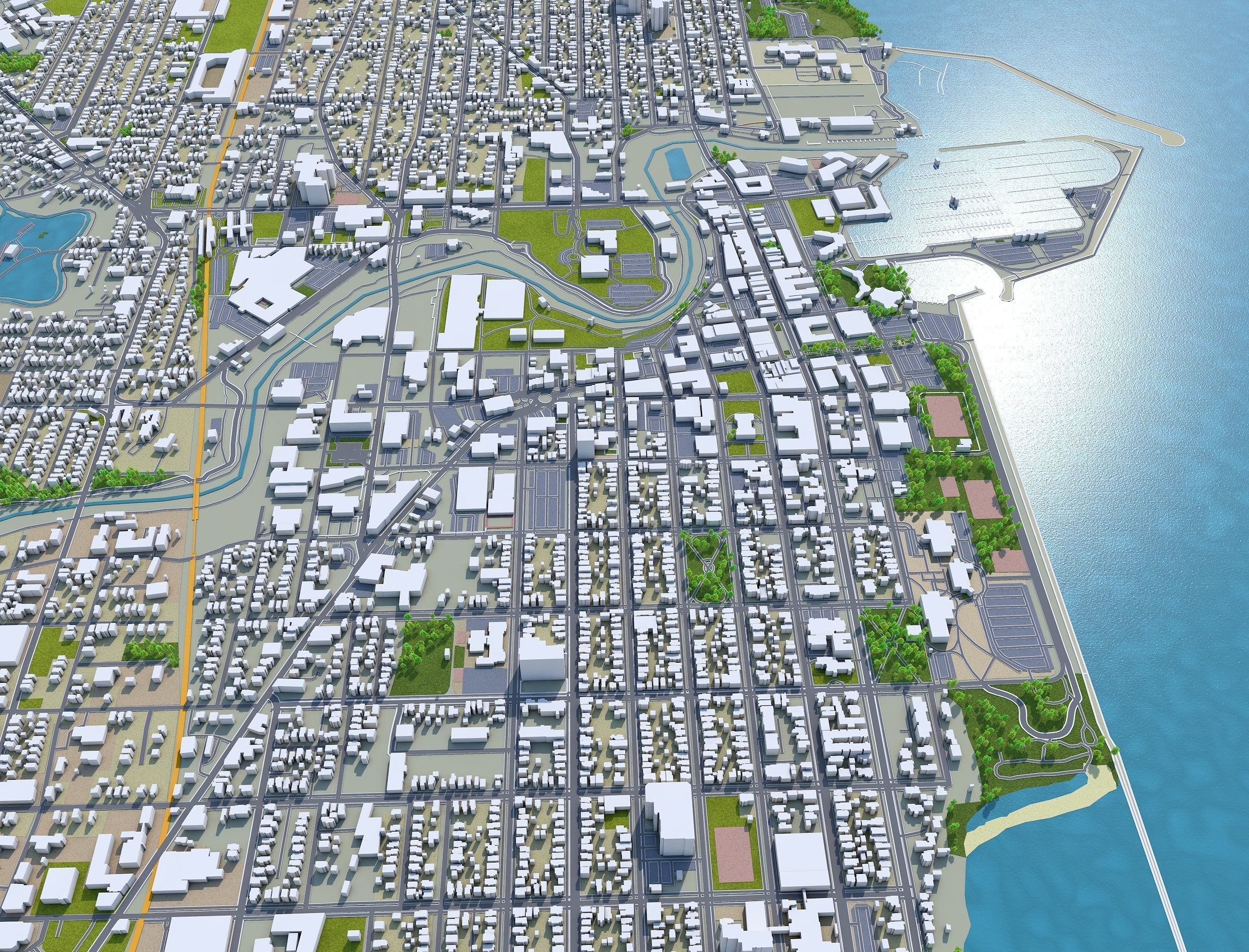 Racine Wisconsin USA 20km Low-poly 3D model_16