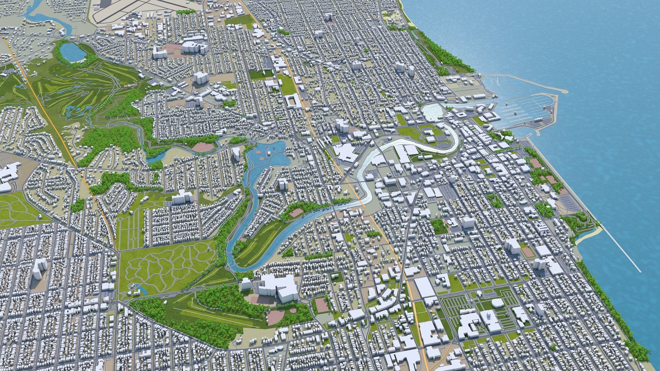 Racine Wisconsin USA 20km Low-poly 3D model_2